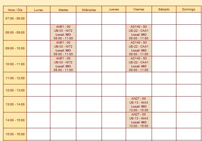 intranet upc horario